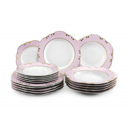 Набор тарелок 18 предметов . Коллекция ANTONIE DOT - Розовый